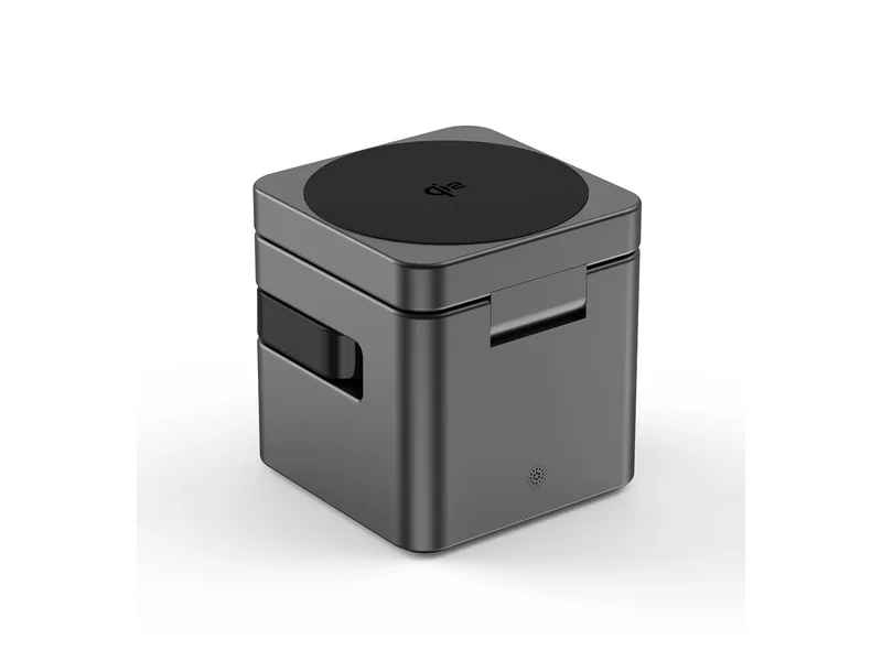 Cargador 3 en 1 en forma de cubo con brazo de reloj desplegable y base de auriculares